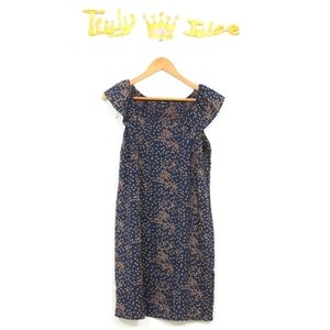 Soprano  Navy Blue Dot Print Flutter Sleeve Dress